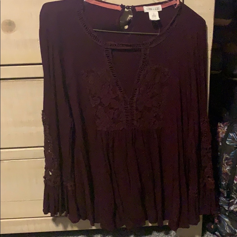 Clover and Scout burgundy blouse